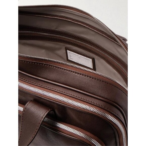 Brunello Cucinelli briefcase brown leather work bag Men's gift - Picture 7 of 12